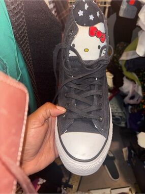 Converse Black Hello Kitty High-Top Sneakers with Red Accent